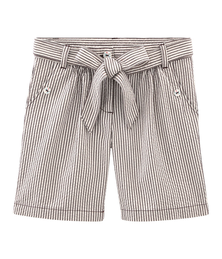 Short enfant fille marron/blanc