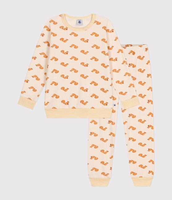 Pyjama en bouclette éponge grattée imprimée écureuil enfant blanc AVALANCHE/ MULTICO