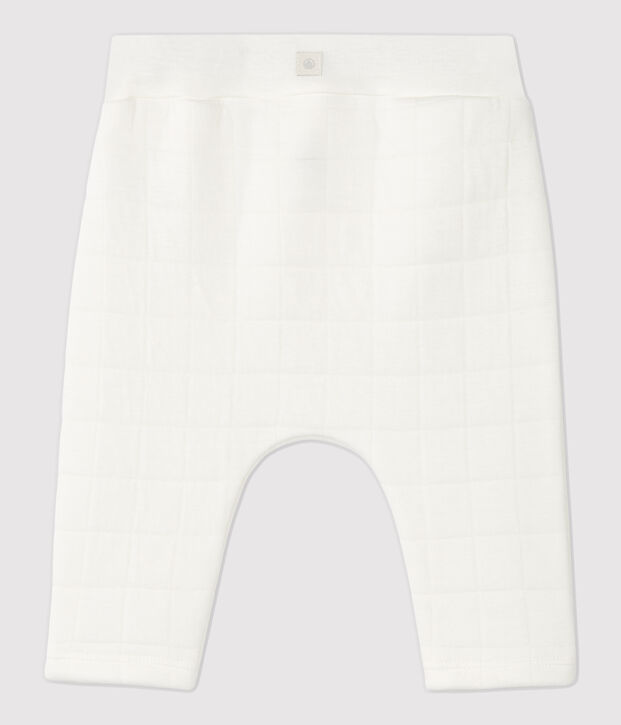 Pantalon blanc matelass&eacute; b&eacute;b&eacute; en coton biologique blanc