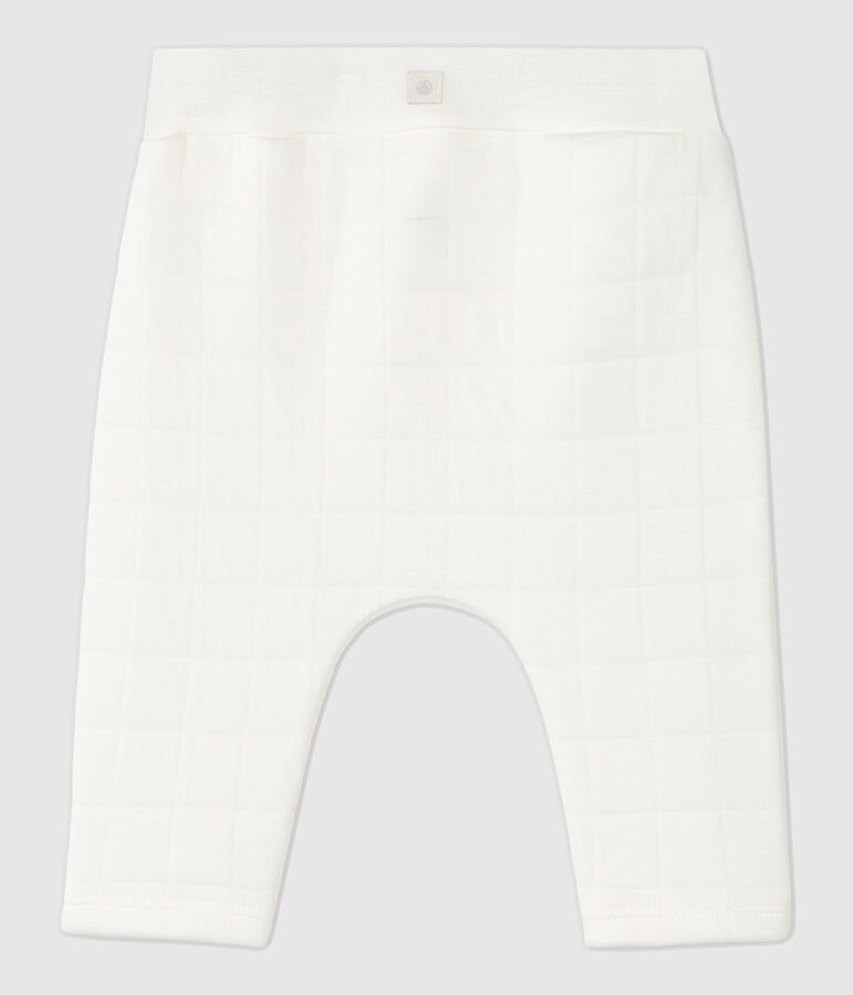 Pantalon blanc matelass&eacute; b&eacute;b&eacute; en coton biologique blanc MARSHMALLOW