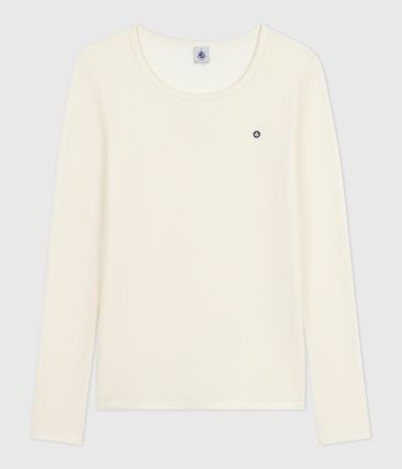 Tee-shirt femme en laine et coton manches longues