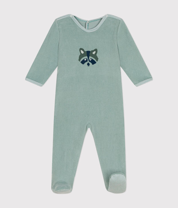Pyjama en velours b&eacute;b&eacute; vert
