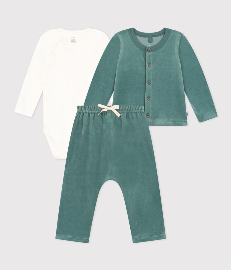 Ensemble en velours et body b&eacute;b&eacute; vert BRUT