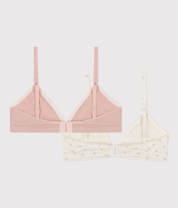 Lot de 2 soutiens gorge fleurs en coton et &eacute;lasthanne fille multicouleur