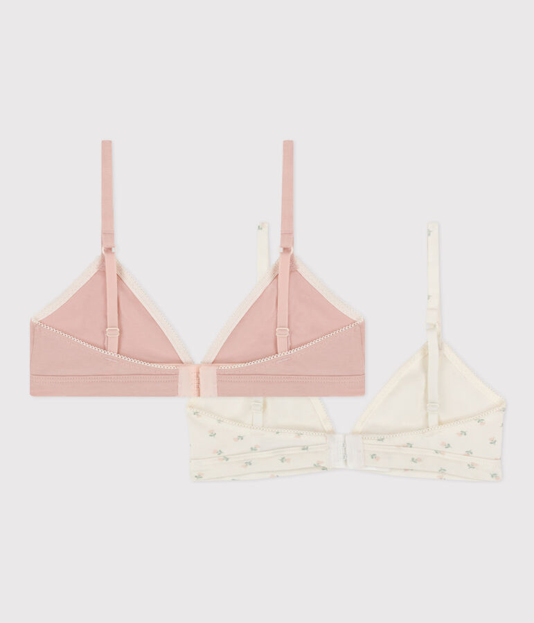 Lot de 2 soutiens gorge fleurs en coton et &eacute;lasthanne fille multicouleur