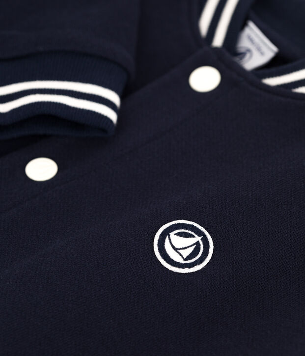 Veste teddy enfant en coton uni bleu marine