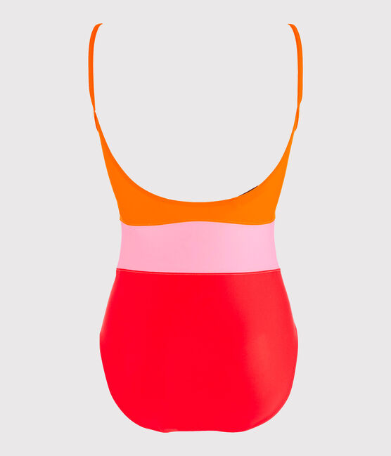 Maillot de bain 1 pièce écoresponsable femme rouge PEPS/blanc MULTICO