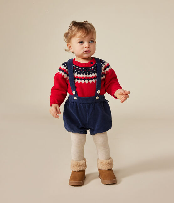 Short à bretelle en velours bébé CREPUSCULE