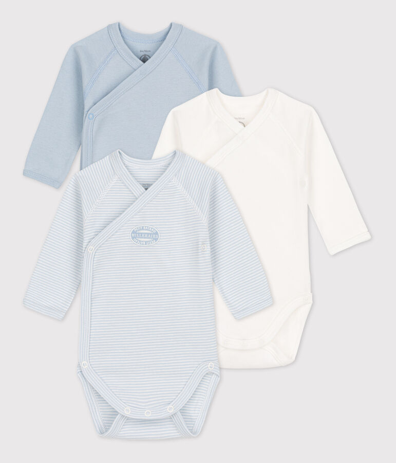 Lot de 3 bodies manches longues b&eacute;b&eacute; en coton multicouleur