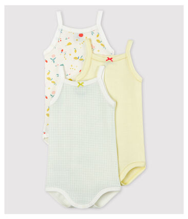 Lot de 3 bodies à bretelles printanier bébé fille coton biologique