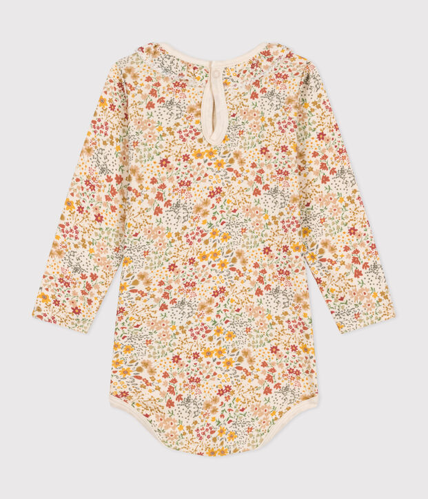 Body manches longues avec collerette en coton b&eacute;b&eacute; &eacute;cru/multicouleur