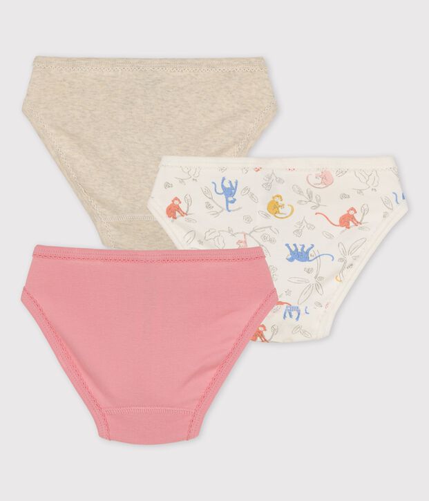 Lot de 3 culottes petite fille singes en coton multicouleur