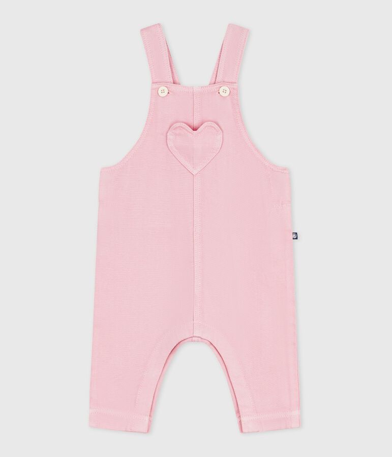 Salopette longue b&eacute;b&eacute; en coton, unie rose MARQUISE