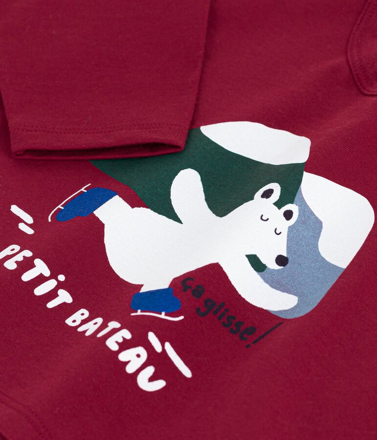 Tee-shirt b&eacute;b&eacute; en coton &agrave; manches longues rouge AMARANTE