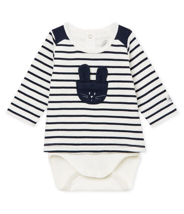 Body Tee Shirt Raye Bebe Garcon Marshmallow Smoking Cn Petit Bateau