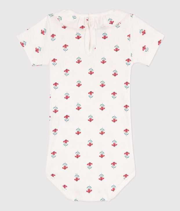 Body manches courtes b&eacute;b&eacute; en coton imprim&eacute; fleuri blanc/multicouleur