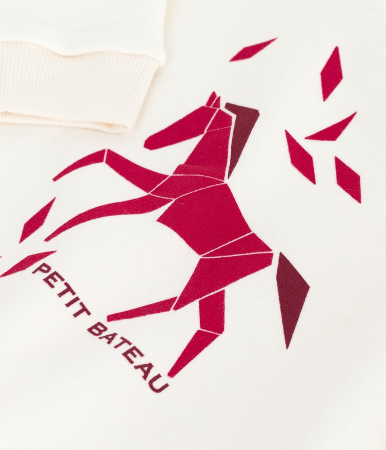 Sweatshirt enfant en coton imprim&eacute; &eacute;cru MILK