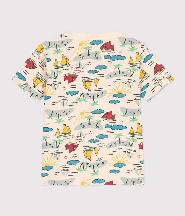 Tee-shirt imprim&eacute; manches courtes enfant gar&ccedil;on &eacute;cru/multicouleur