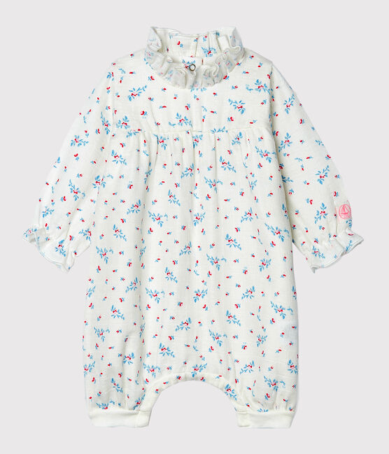 Combinaison bébé fille en tissu couche blanc MARSHMALLOW/ MULTICO CN