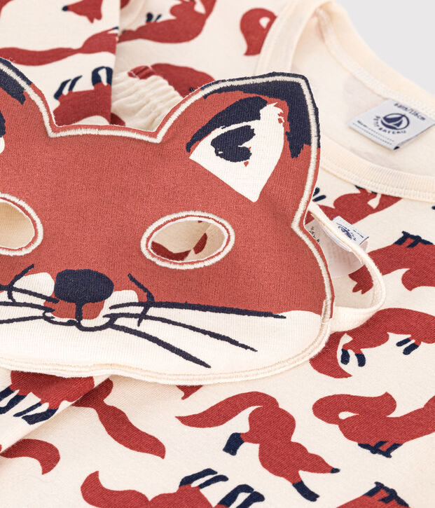 Pyjama d&eacute;guisement renard en coton enfant &eacute;cru/multicouleur
