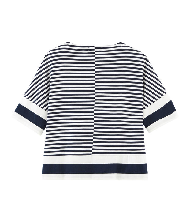 Tee-shirt graphique manches courtes femme bleu/blanc