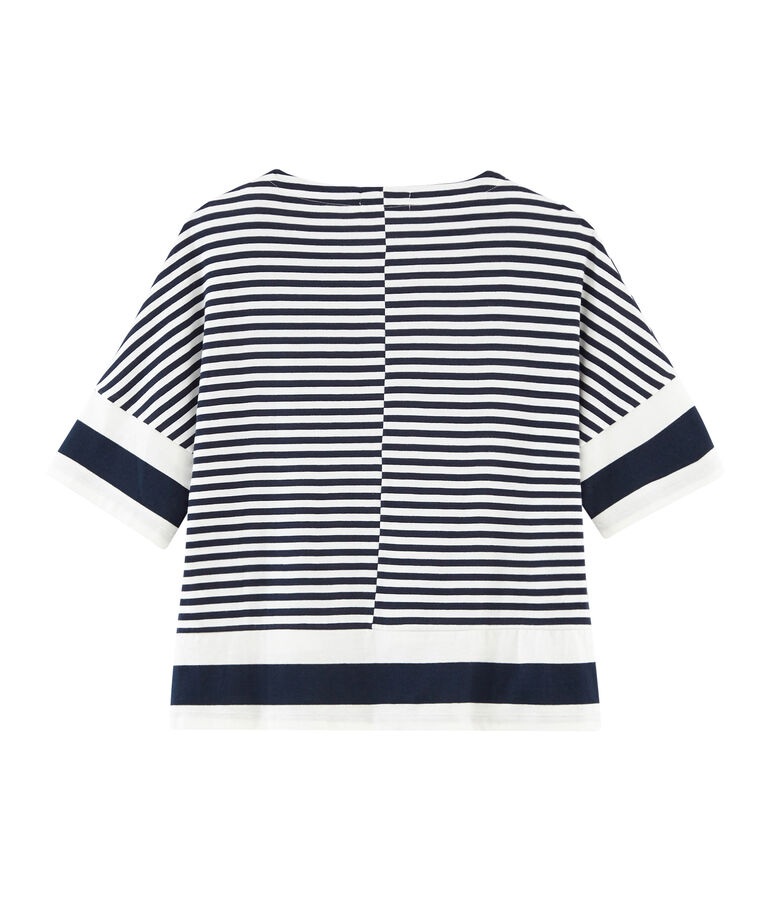 Tee-shirt graphique manches courtes femme bleu/blanc