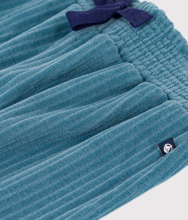 Pantalon large en velours fin enfant fille bleu POLOCHON