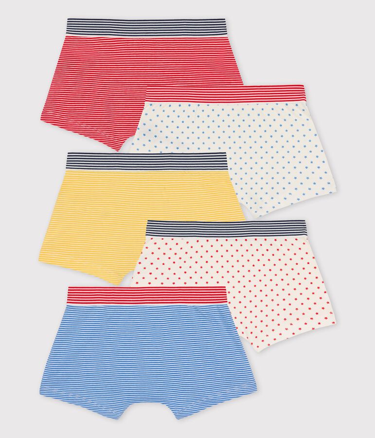 Lot de 5 boxers petit gar&ccedil;on en coton biologique multicouleur