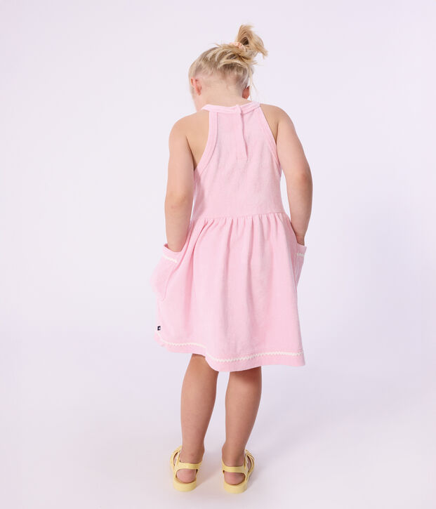 Robe sans manches enfant en coton uni rose clair