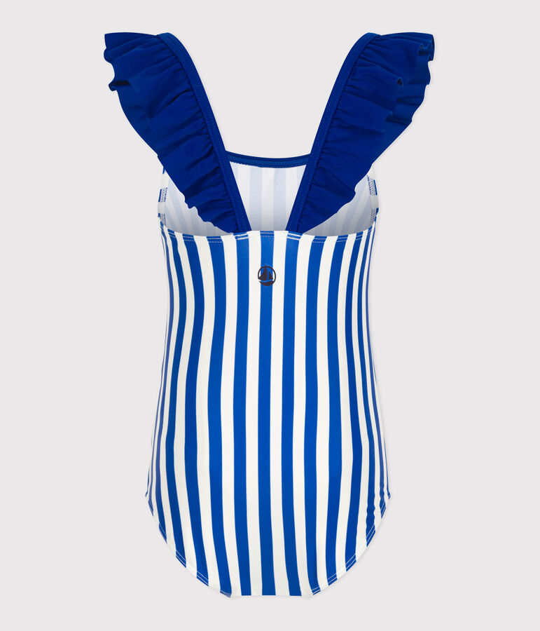 Maillot de bain une pi&egrave;ce enfant &agrave; rayures bleu SURF/blanc MARSHMALLOW