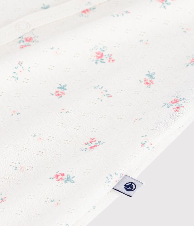 Combinaison courte b&eacute;b&eacute; en coton fleuri blanc/multicouleur