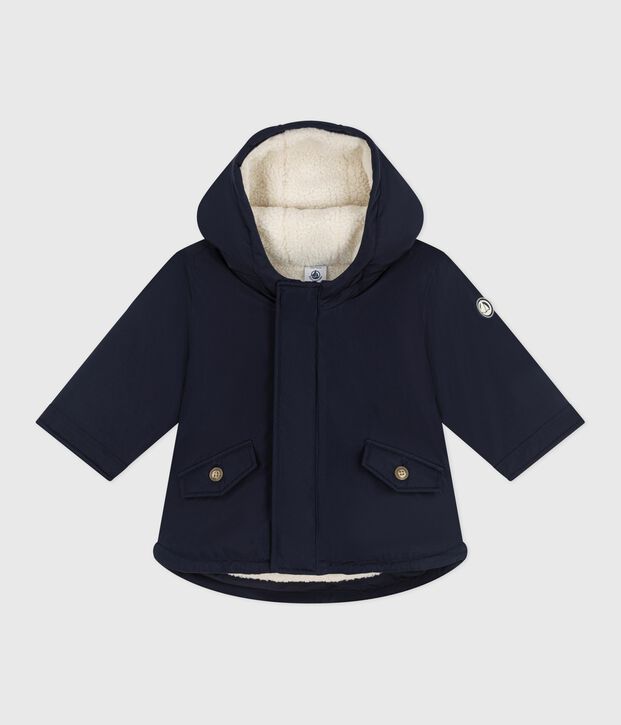 Parka b&eacute;b&eacute; mi-longue unie bleu marine