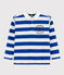 Polo manches longues en jersey enfant garçon bleu SURF/blanc MARSHMALLOW
