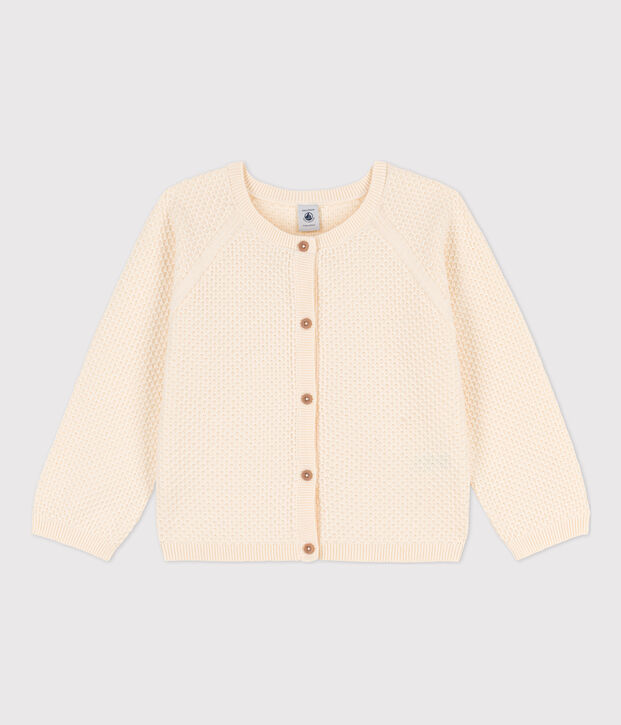 Cardigan en coton enfant fille &eacute;cru
