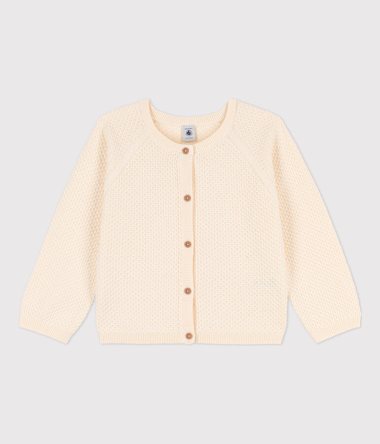 Cardigan en coton enfant fille &eacute;cru