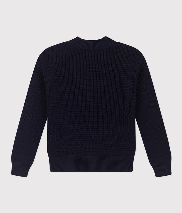 Pull en c&ocirc;te anglaise en coton Femme bleu marine