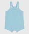 Salopette bébé en gaze de coton jambes courtes, unie bleu AQUATIC