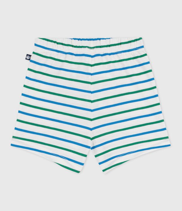 Short b&eacute;b&eacute; en coton ray&eacute; bicolore blanc/multicouleur