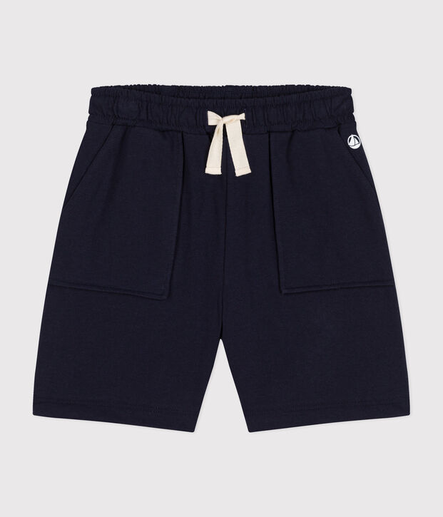Short en coton enfant gar&ccedil;on bleu marine