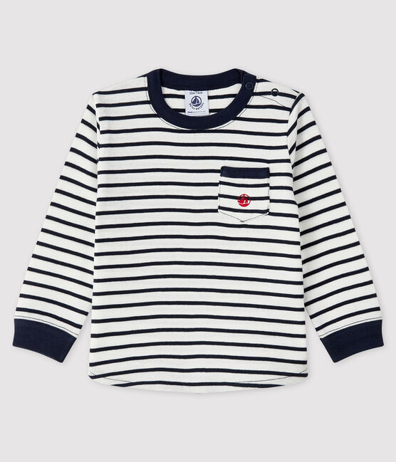 Tee-shirt bébé garçon blanc MARSHMALLOW/bleu SMOKING