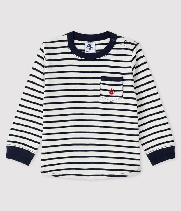 Tee-shirt b&eacute;b&eacute; gar&ccedil;on blanc/bleu