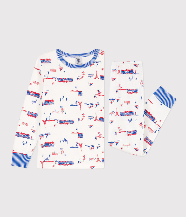 Pyjama Paris en coton enfant blanc MARSHMALLOW/blanc MULTICO