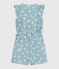 Combinaison enfant en coton sans manche fleurie bleu PAUL/blanc MARSHMALLOW