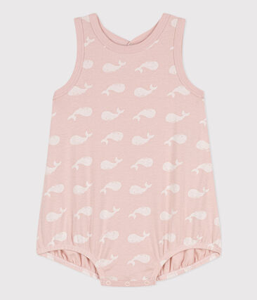 PETIT BATEAU - Combinaison courte baleines roses en coton bébé