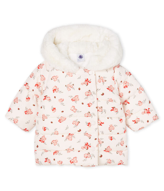 Doudoune b&eacute;b&eacute; fille en microfibre imprim&eacute;e rose/multicouleur