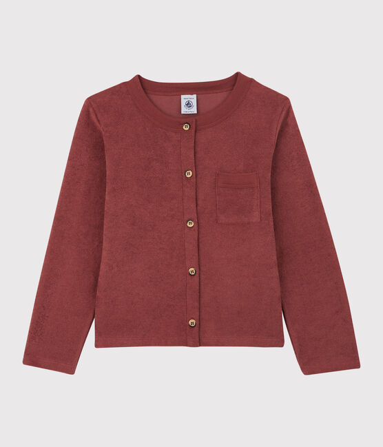 Cardigan en bouclette éponge enfant fille marron OMBRIE