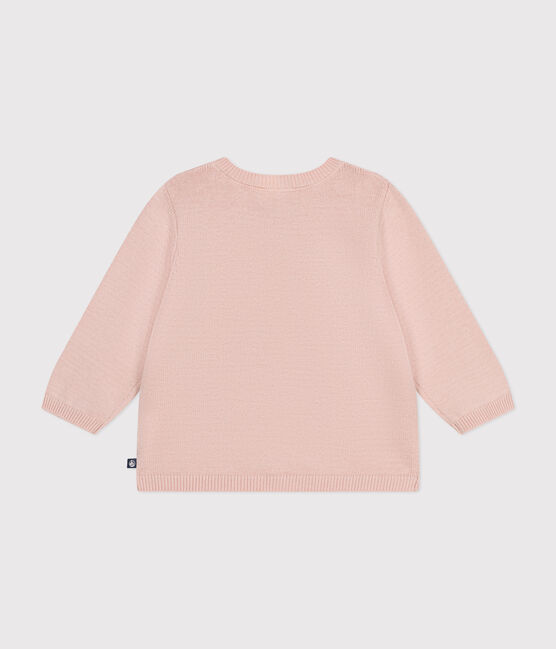 Cardigan en tricot de coton ajouré bébé rose SALINE