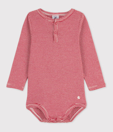 Body manches longues bébé rayé col tunisien en coton