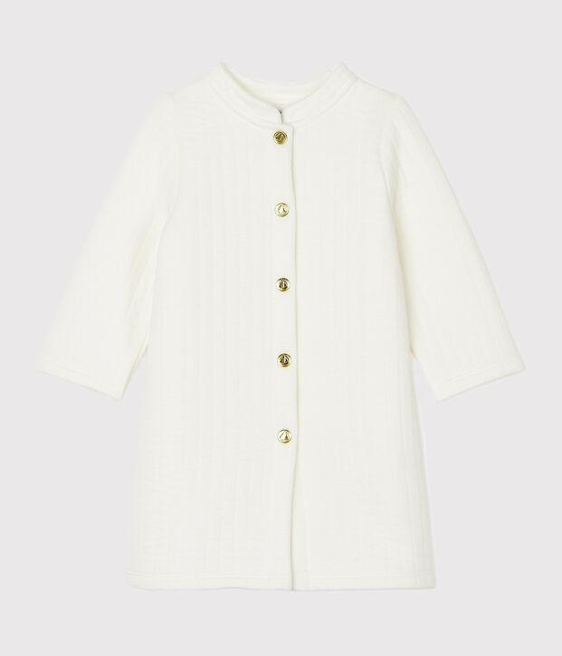 Manteau b&eacute;b&eacute; fille en tubique matelass&eacute; blanc