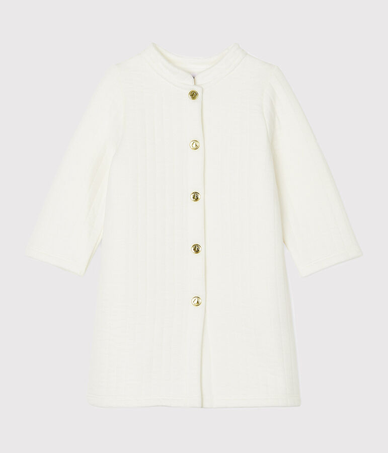 Manteau b&eacute;b&eacute; fille en tubique matelass&eacute; blanc MARSHMALLOW